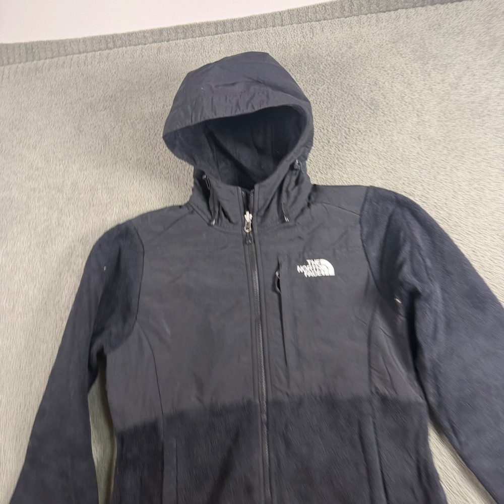 The North Face Womens Denali 2 Fleece Hoodie Jacket Black XS Full Zip Hooded